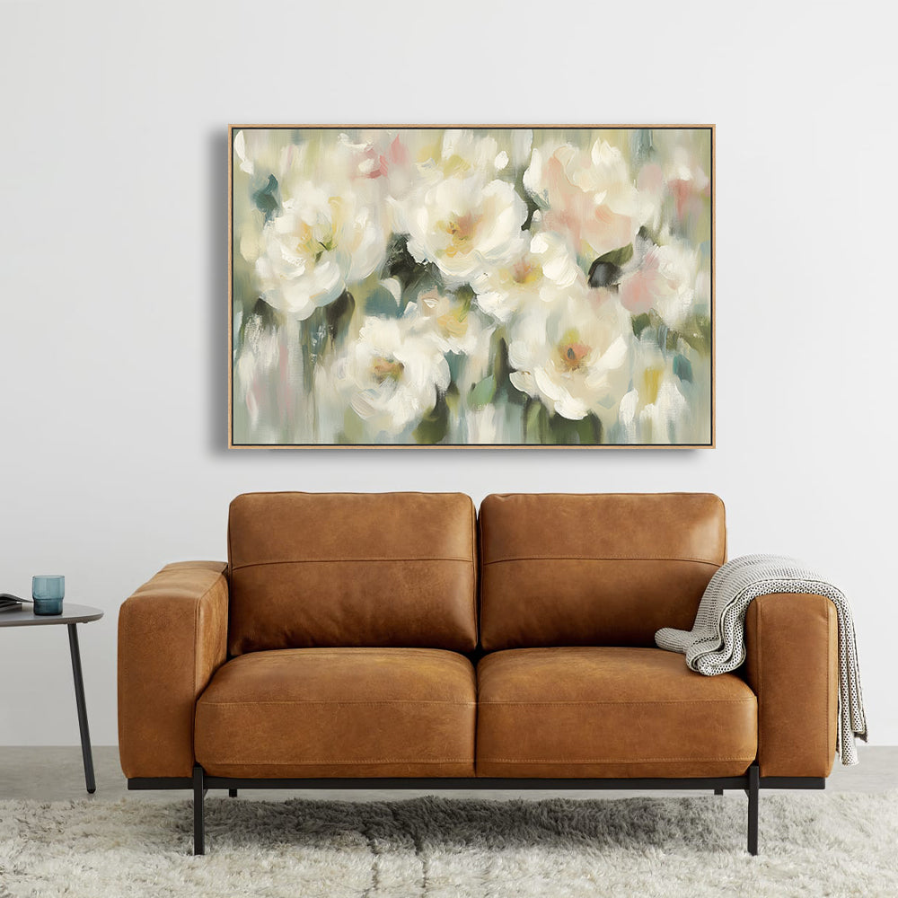 Serene Blooms Pastel Floral Canvas Wall Art