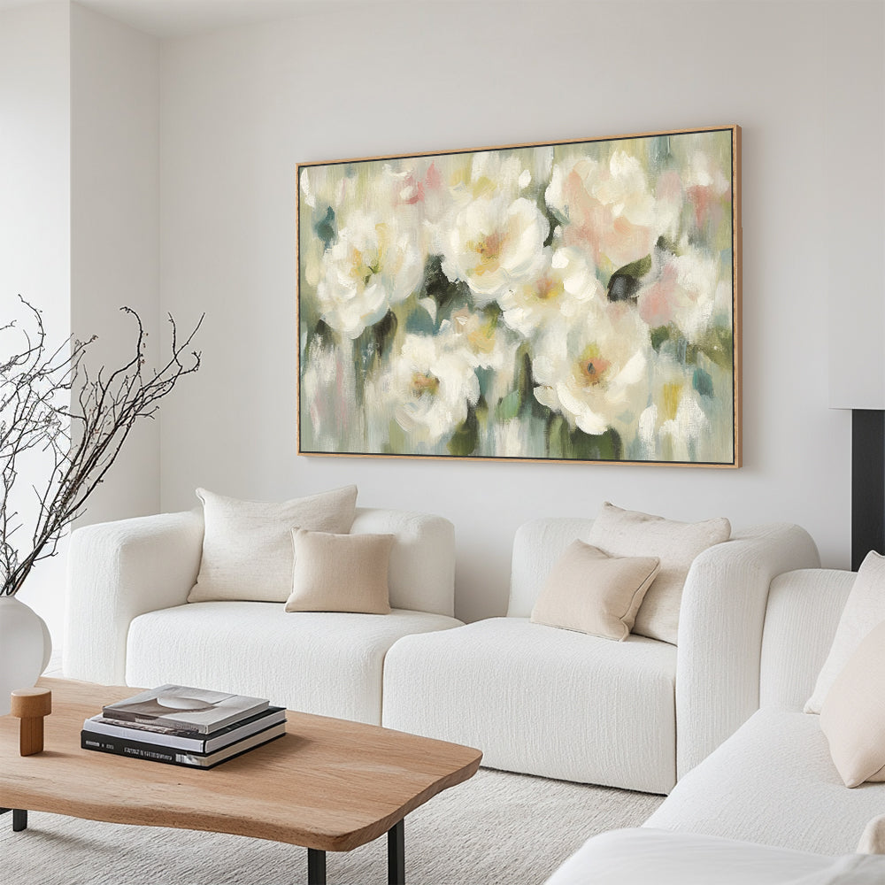 Serene Blooms Pastel Floral Canvas Wall Art