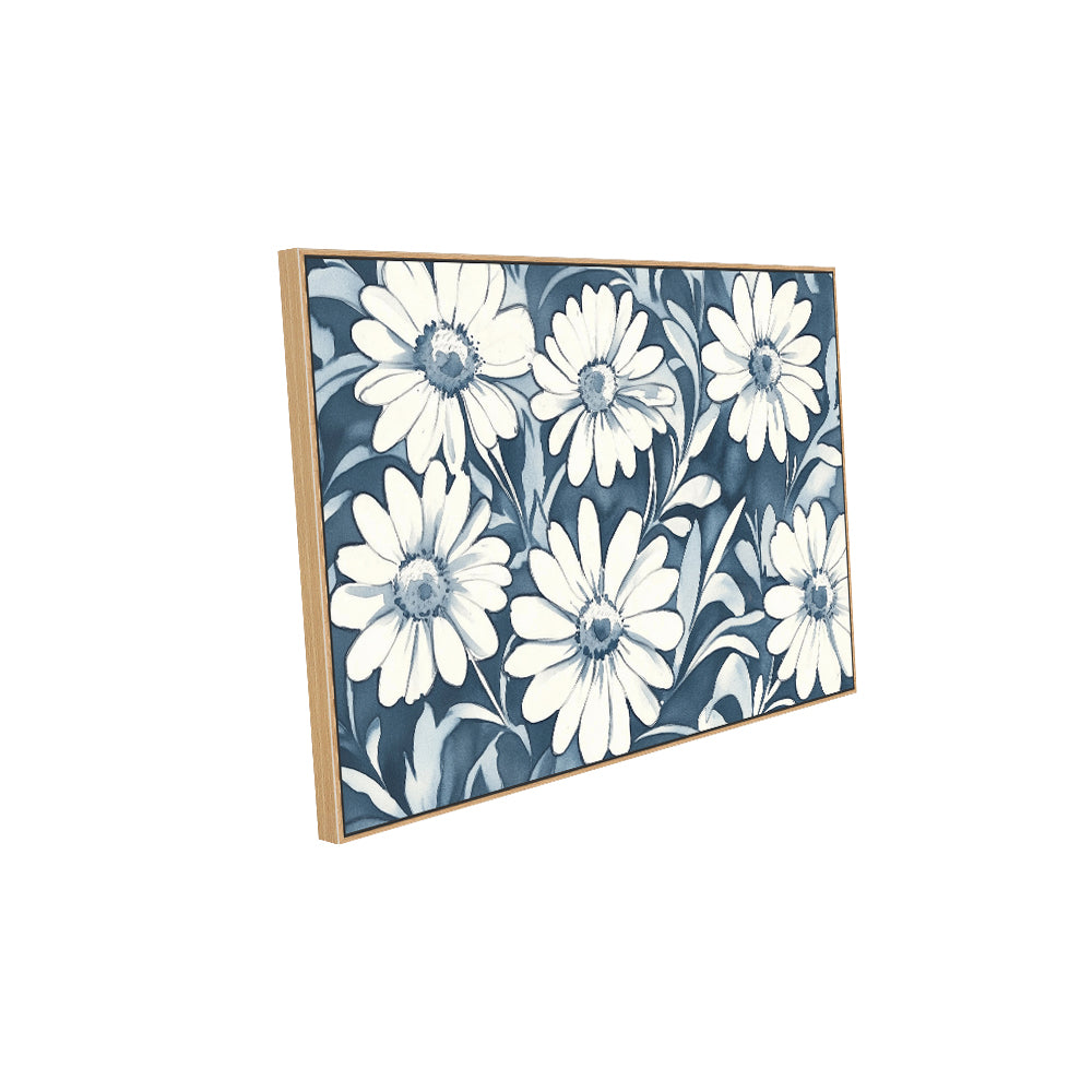 Timeless Blue & White Daisy Canvas Wall Art