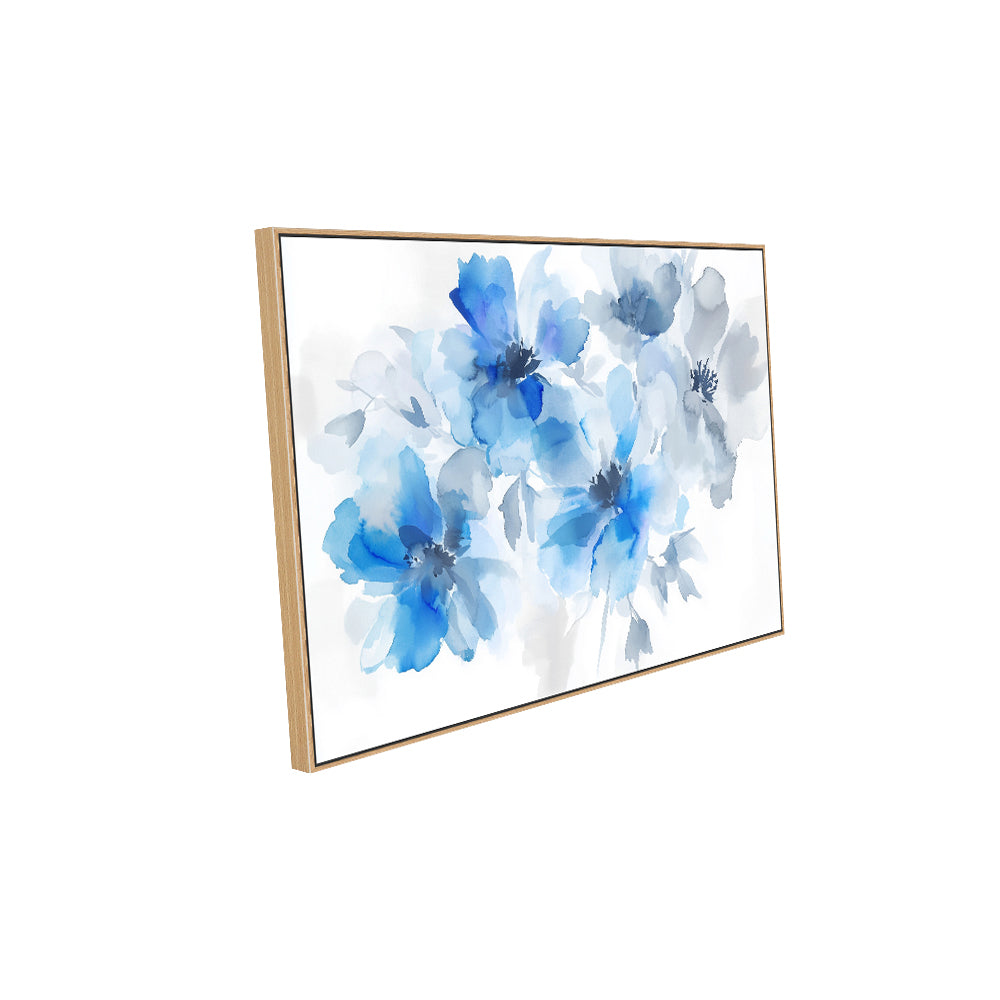 Elegant Blue Watercolor Bloom Canvas Wall Art