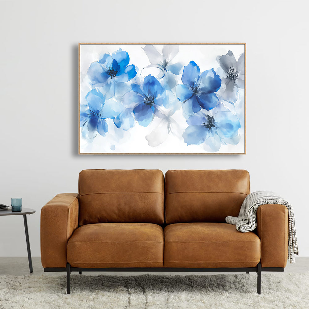 Tranquil Blue Floral Canvas Wall Art