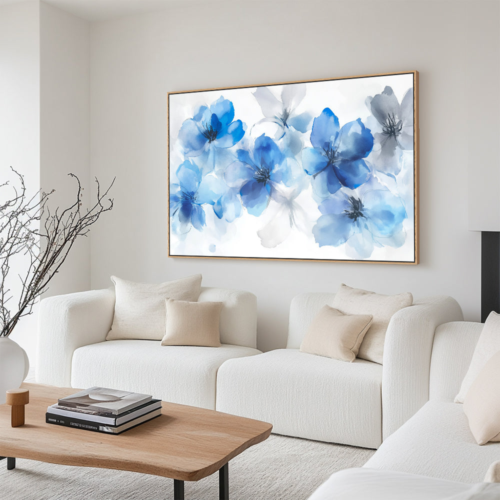 Tranquil Blue Floral Canvas Wall Art