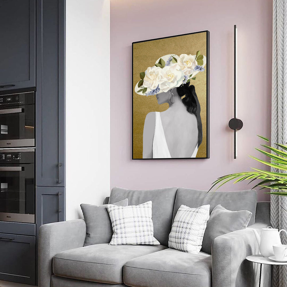 Elegant Floral Hat Canvas Wall Art