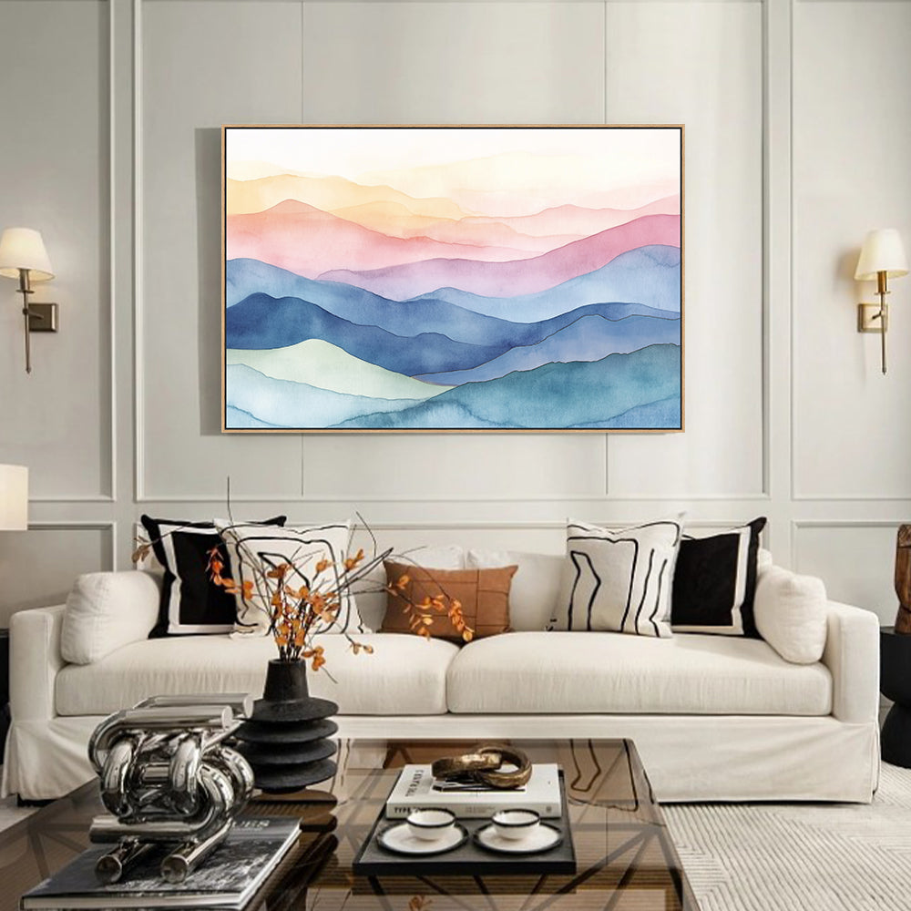 Serene Watercolor Horizon Canvas Wall Art