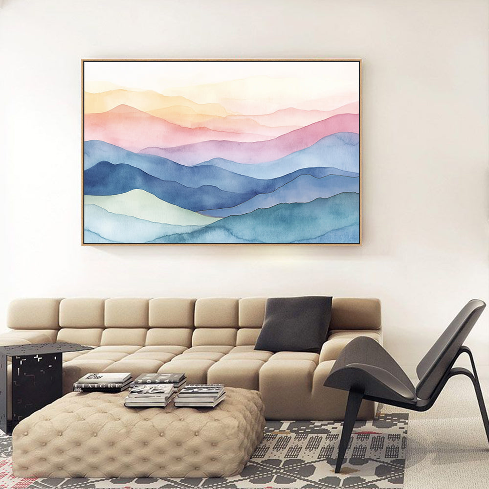 Serene Watercolor Horizon Canvas Wall Art