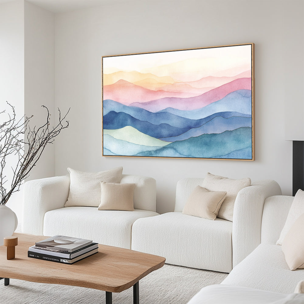 Serene Watercolor Horizon Canvas Wall Art