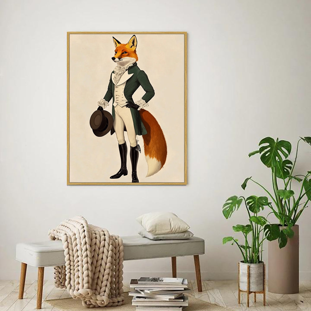 "Regal Fox in Gentleman's Attire"-Canvas Wall Art