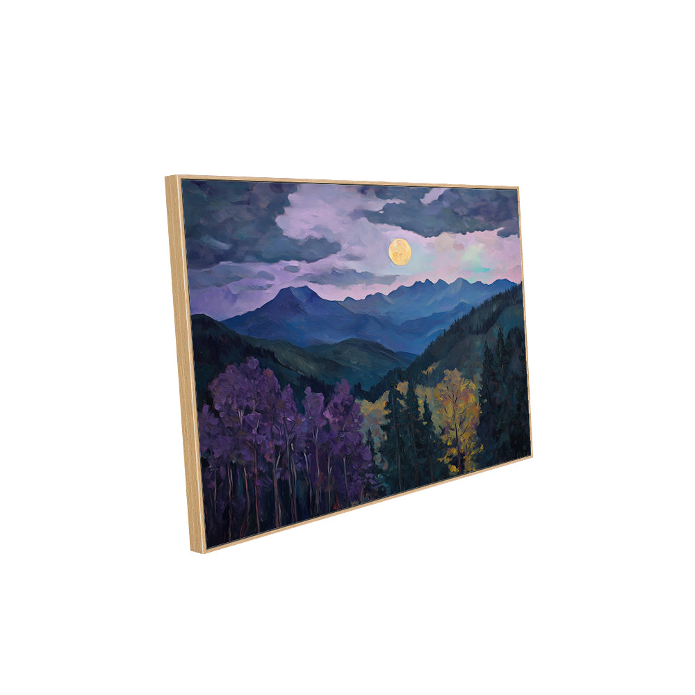 Moonlit Mountain Landscape - Enchanting Night Sky Décor Canvas Wall Art
