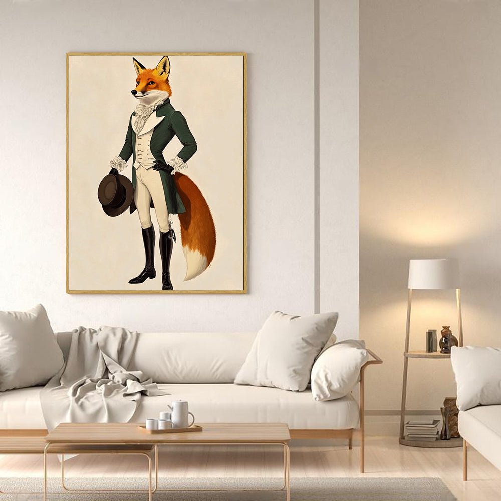 "Regal Fox in Gentleman's Attire"-Canvas Wall Art