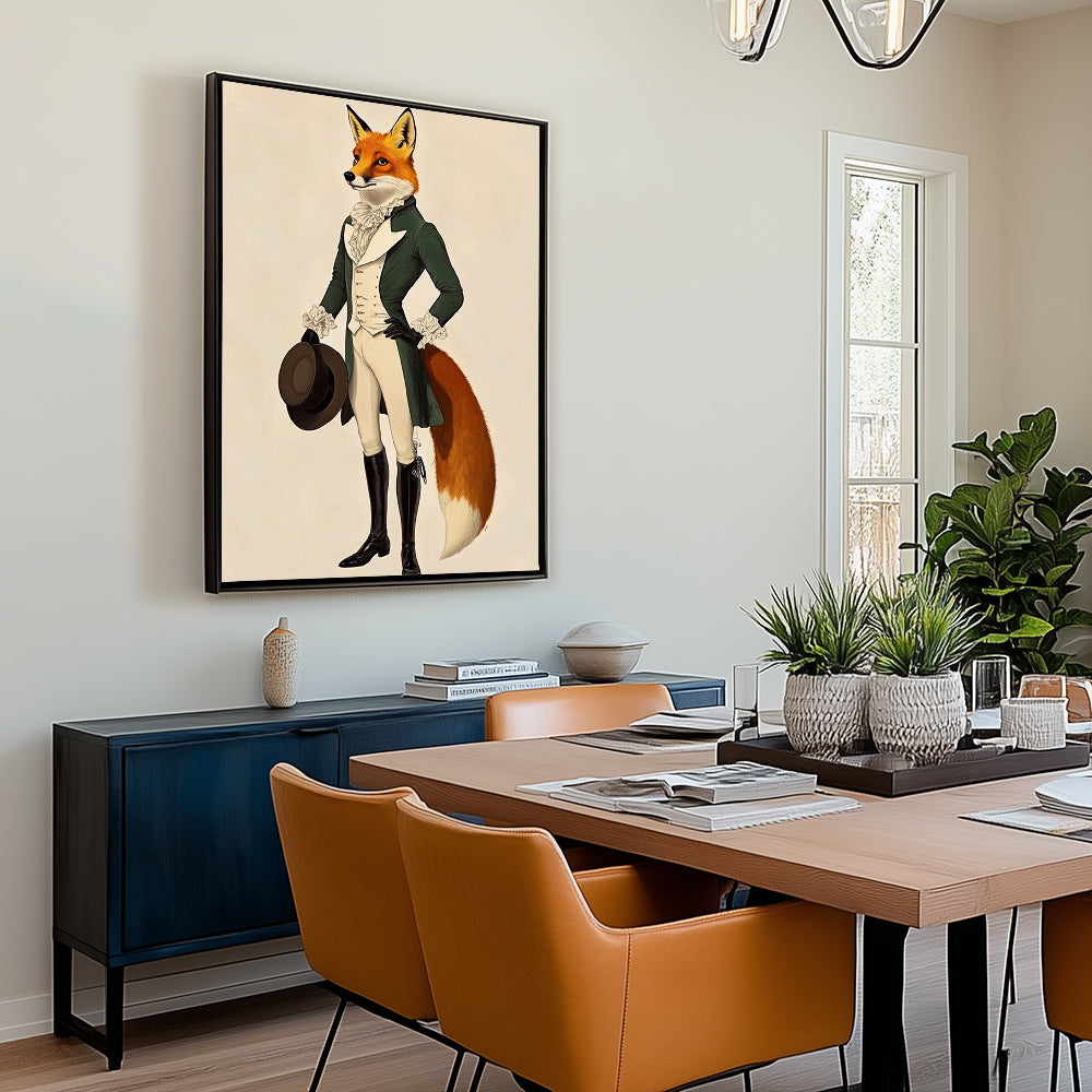 "Regal Fox in Gentleman's Attire"-Canvas Wall Art
