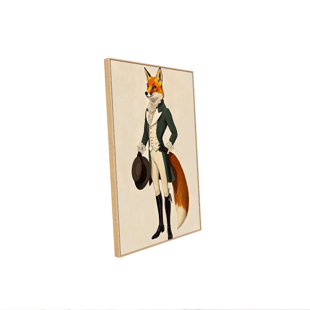 "Regal Fox in Gentleman's Attire"-Canvas Wall Art
