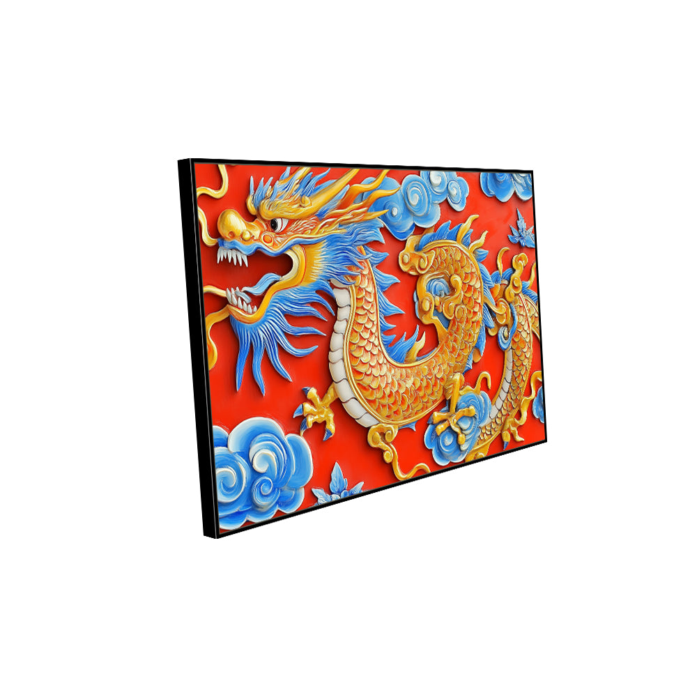 Vibrant Golden Dragon Canvas Wall Art