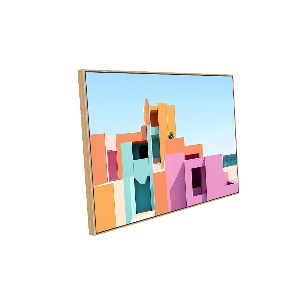 Modern Geometric Canvas Wall Art – Vibrant Architectural Design