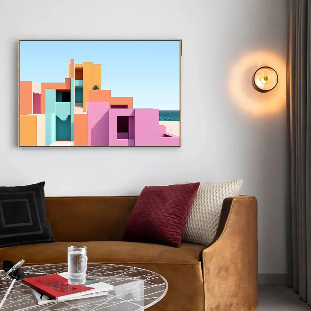 Modern Geometric Canvas Wall Art – Vibrant Architectural Design