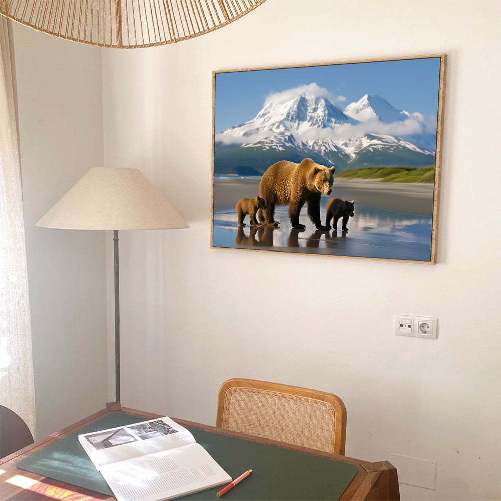 Bear Family Mountain Stroll Canvas Wall Art