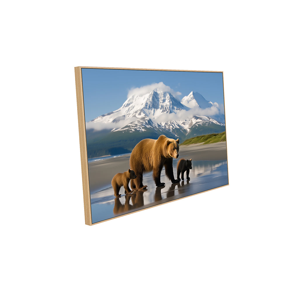 Bear Family Mountain Stroll Canvas Wall Art