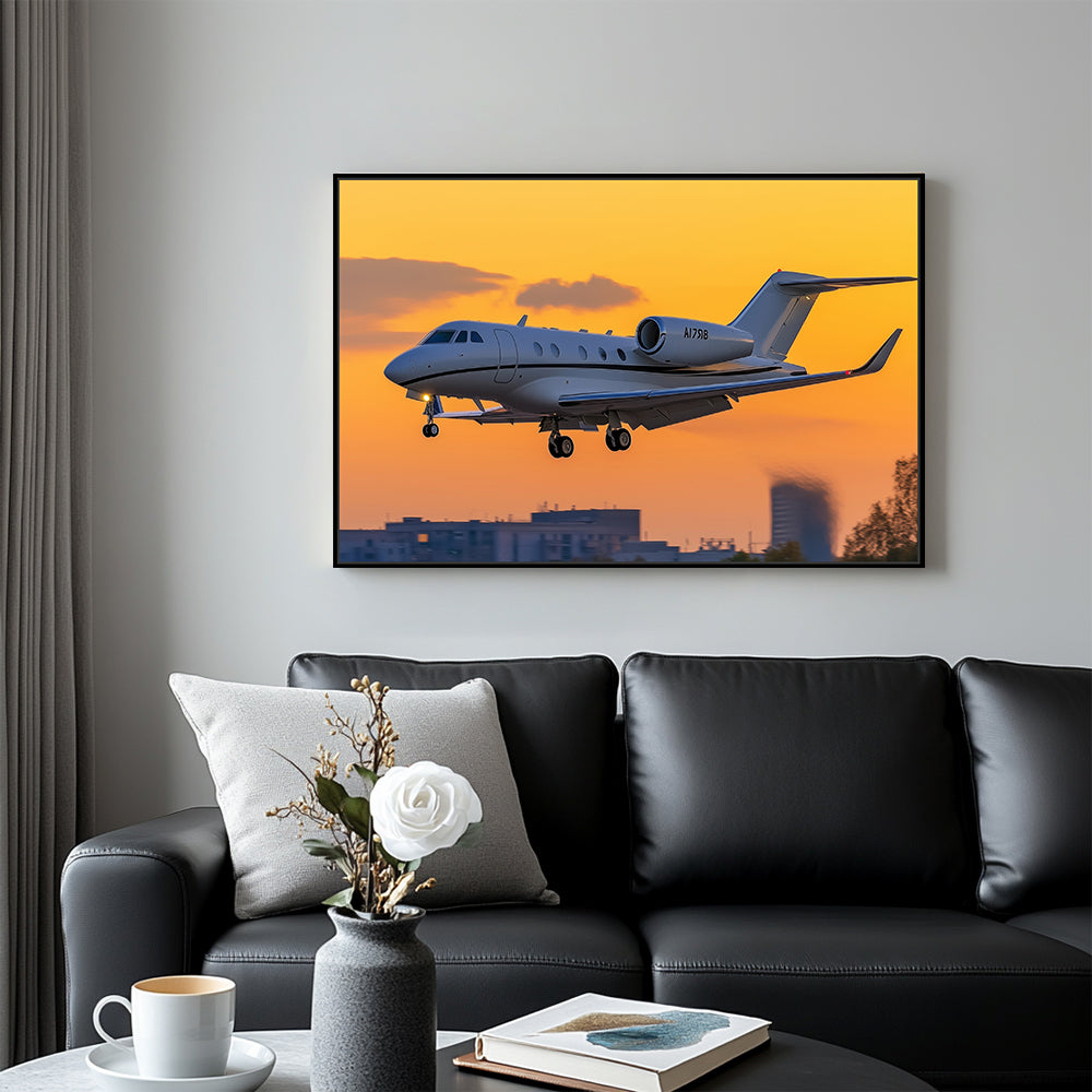 Private Jet Sunset Canvas Wall Art