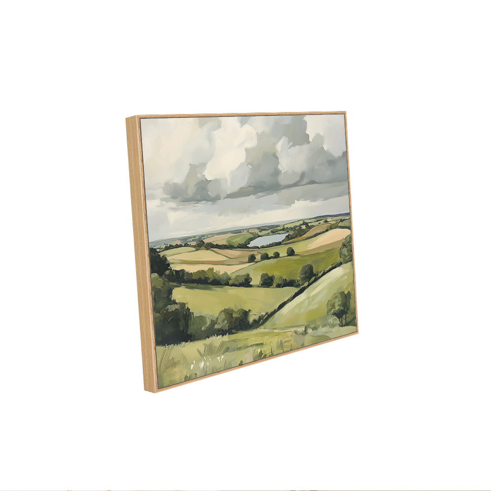 Rolling Countryside Landscape - Serene Green Fields Canvas Wall Art