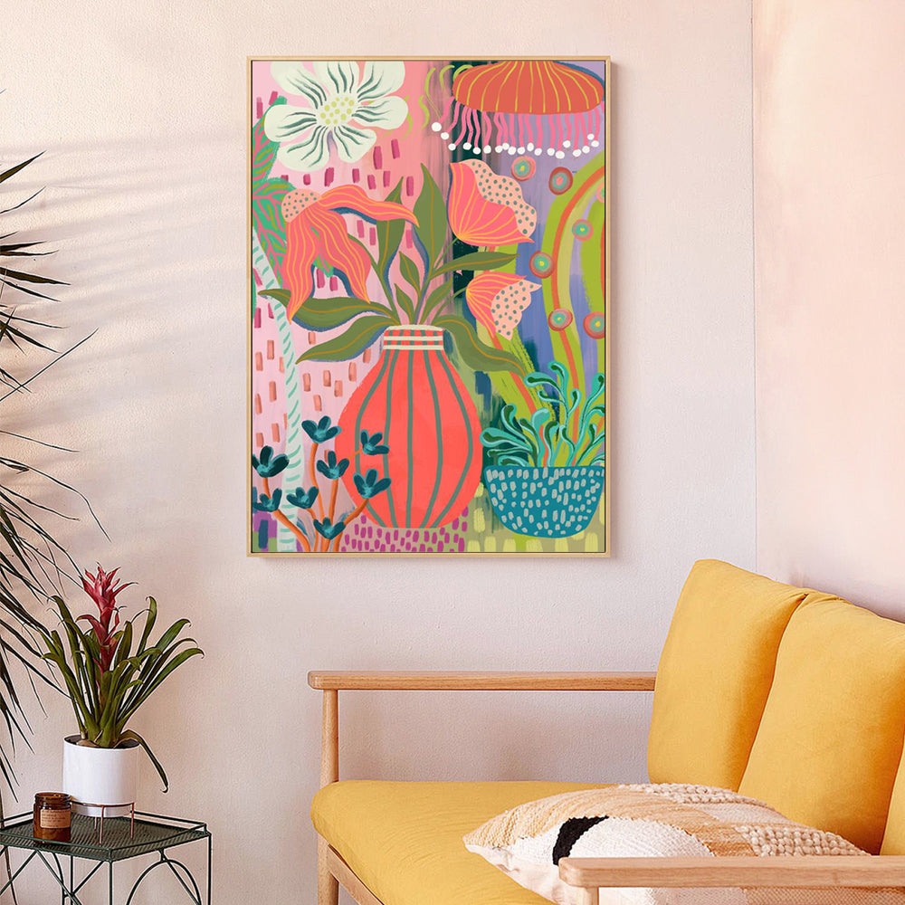 Bohemian Botanical – Vibrant & Whimsical Floral Painting Canvas Wall Art