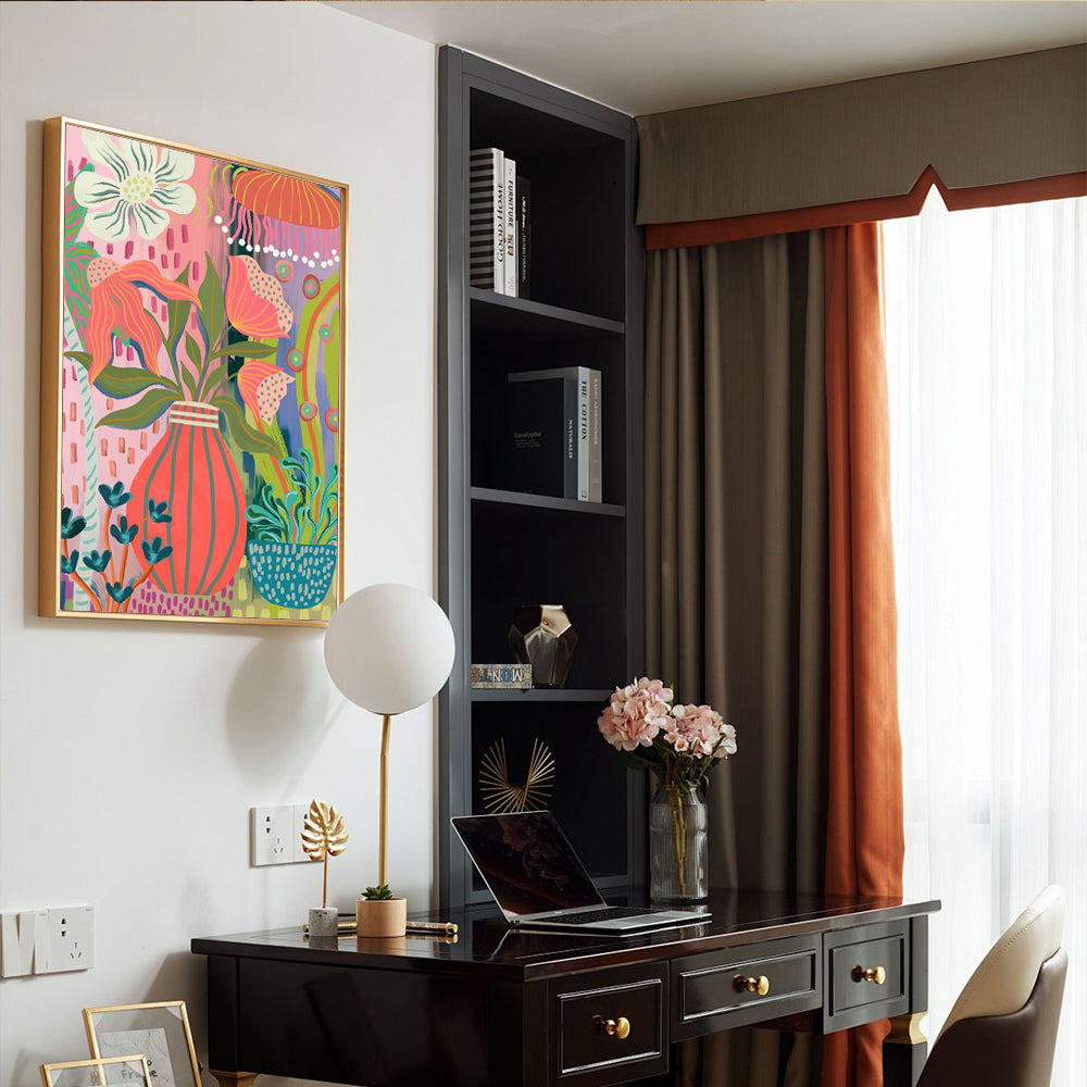 Bohemian Botanical – Vibrant & Whimsical Floral Painting Canvas Wall Art