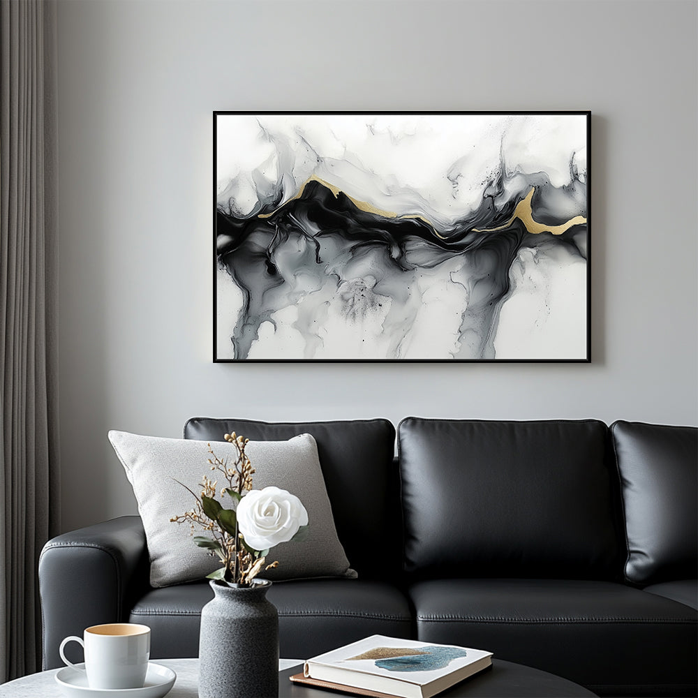 Monochrome with Gold Accent Canvas Wall Art