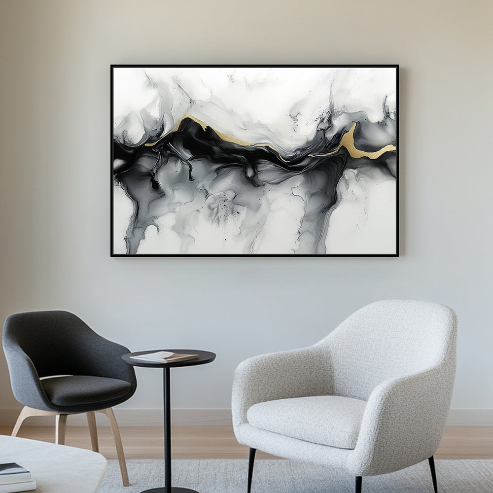 Monochrome with Gold Accent Canvas Wall Art