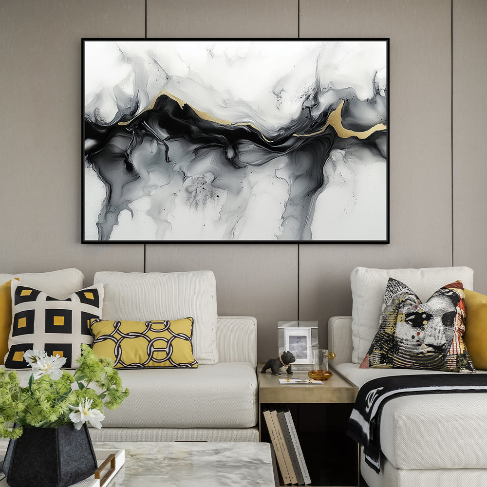 Monochrome with Gold Accent Canvas Wall Art