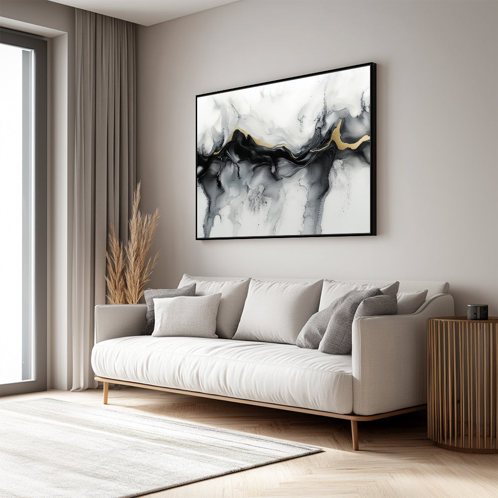 Monochrome with Gold Accent Canvas Wall Art