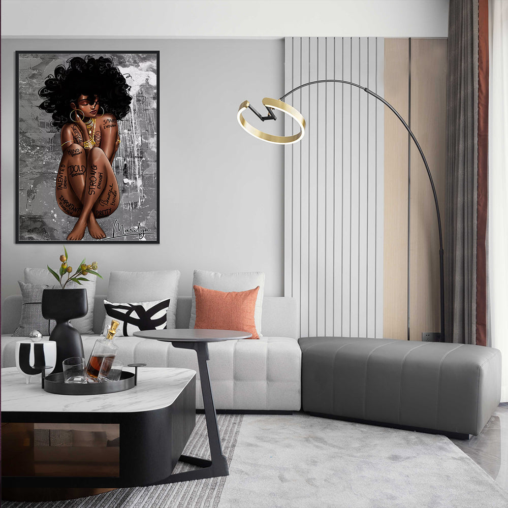 Empowered Beauty - Inspirational African American Woman Canvas Wall Art