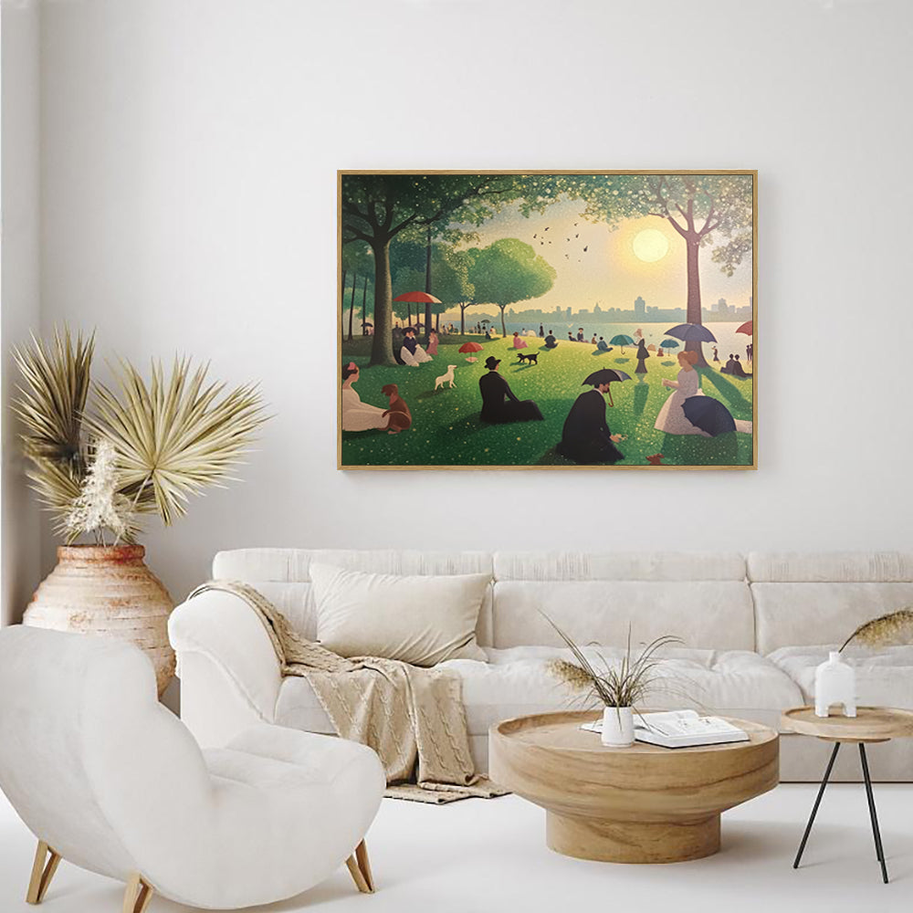Serene Park Scene with Elegant Figures-Canvas Wall Art
