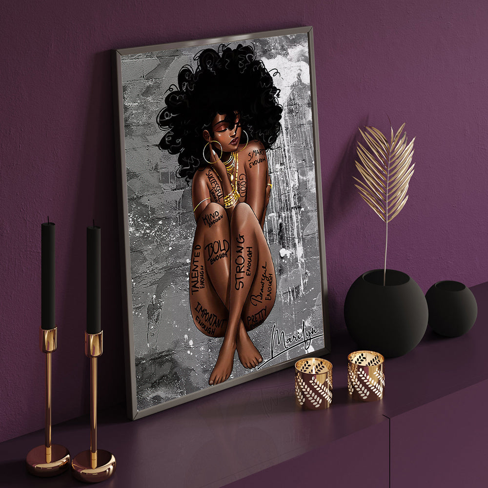 Empowered Beauty - Inspirational African American Woman Canvas Wall Art