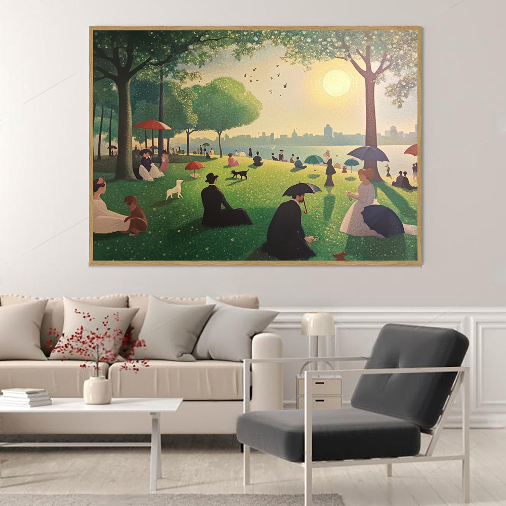 Serene Park Scene with Elegant Figures-Canvas Wall Art