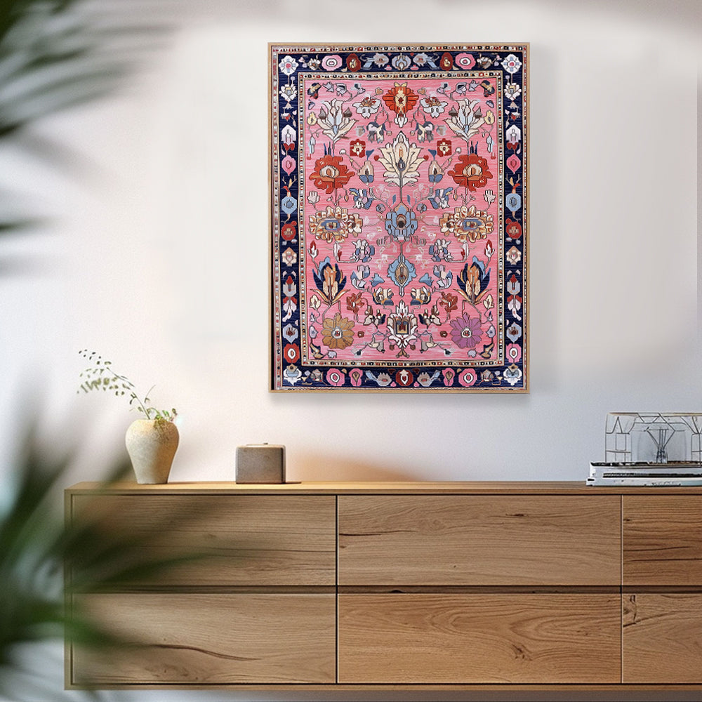 Bohemian Pink Vintage Floral Canvas Wall Art