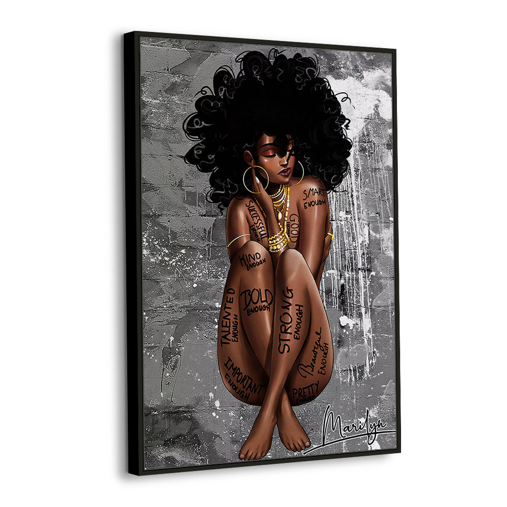 Empowered Beauty - Inspirational African American Woman Canvas Wall Art