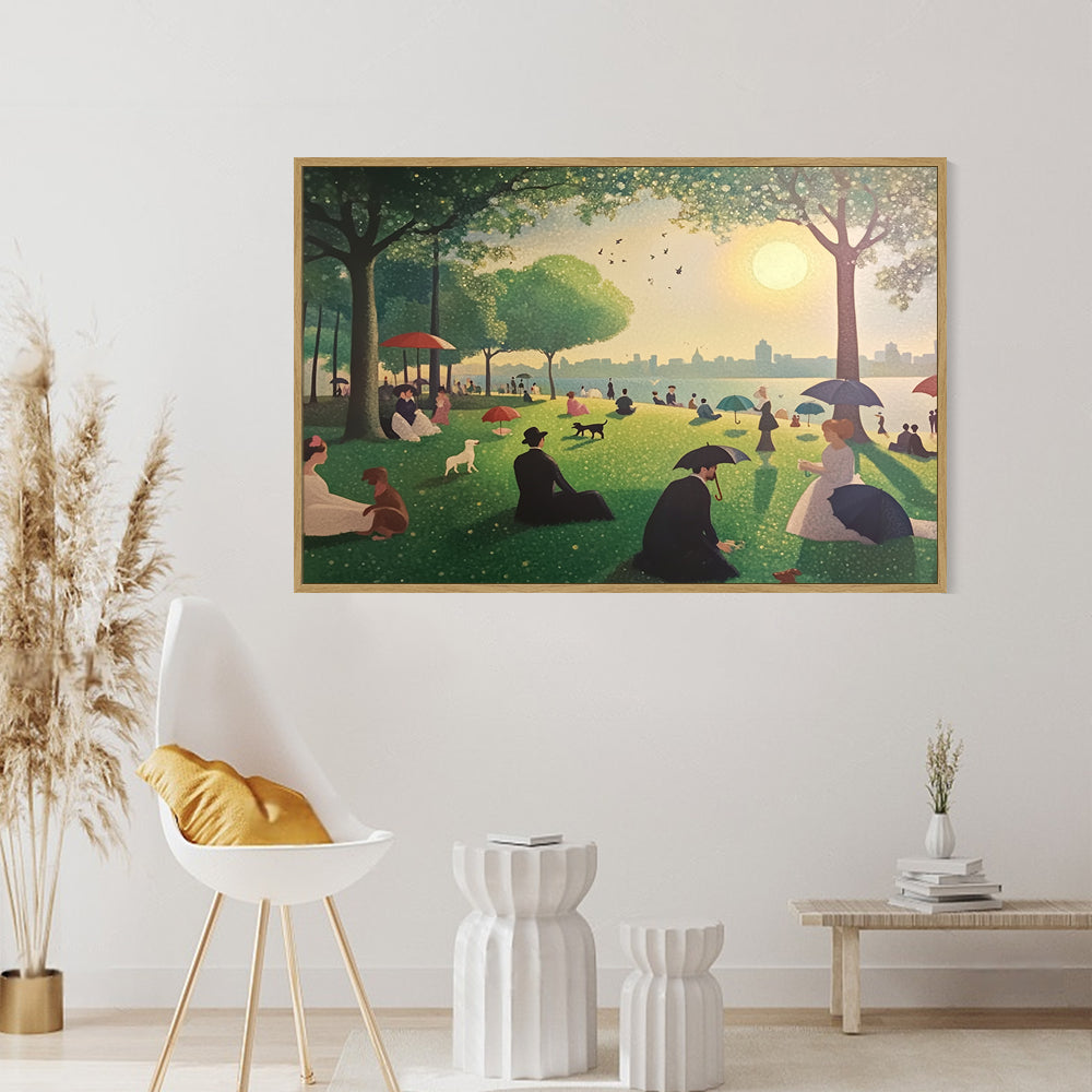 Serene Park Scene with Elegant Figures-Canvas Wall Art