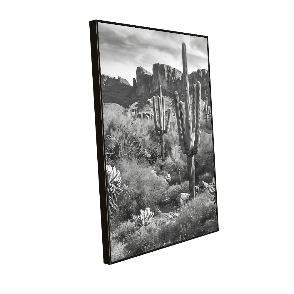 Desert Serenity Black and White Cactus Wall Art