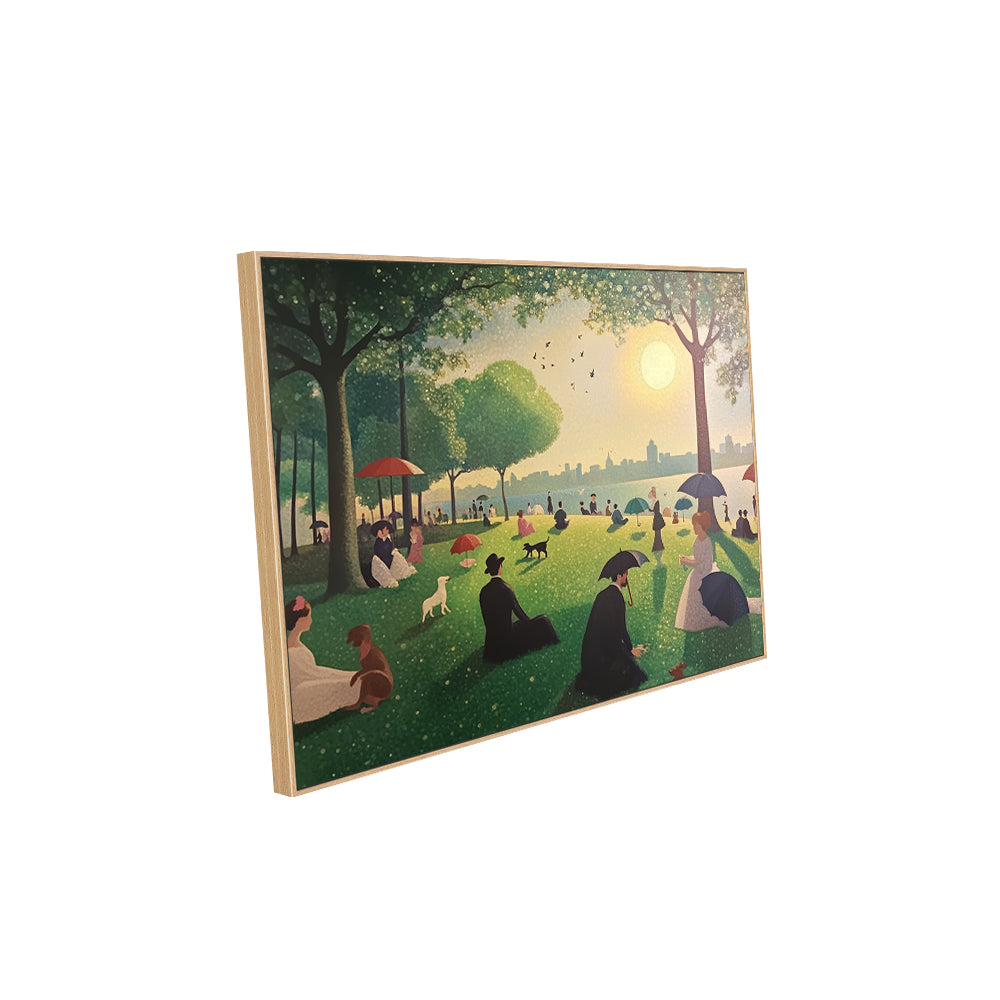 Serene Park Scene with Elegant Figures-Canvas Wall Art