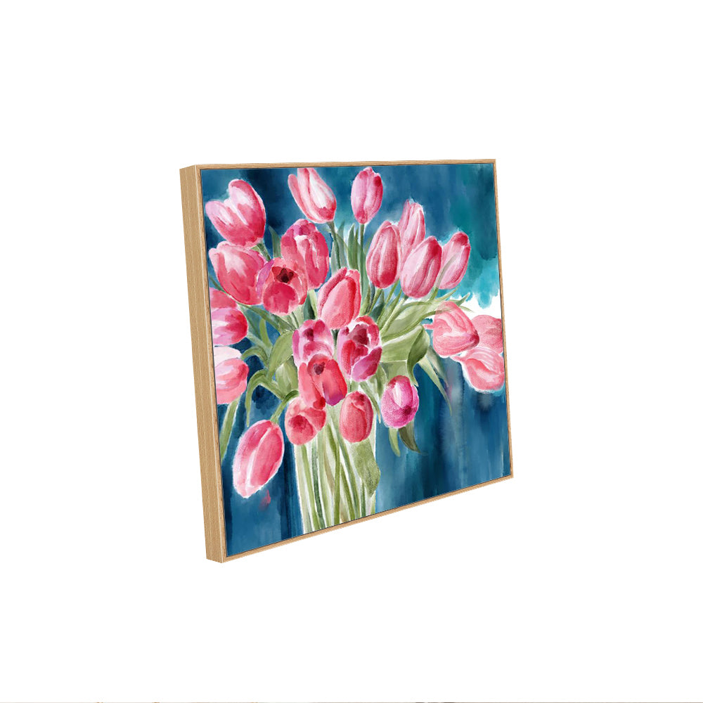 Bold Pink Tulips Canvas Wall Art – Vibrant Floral Watercolor Painting