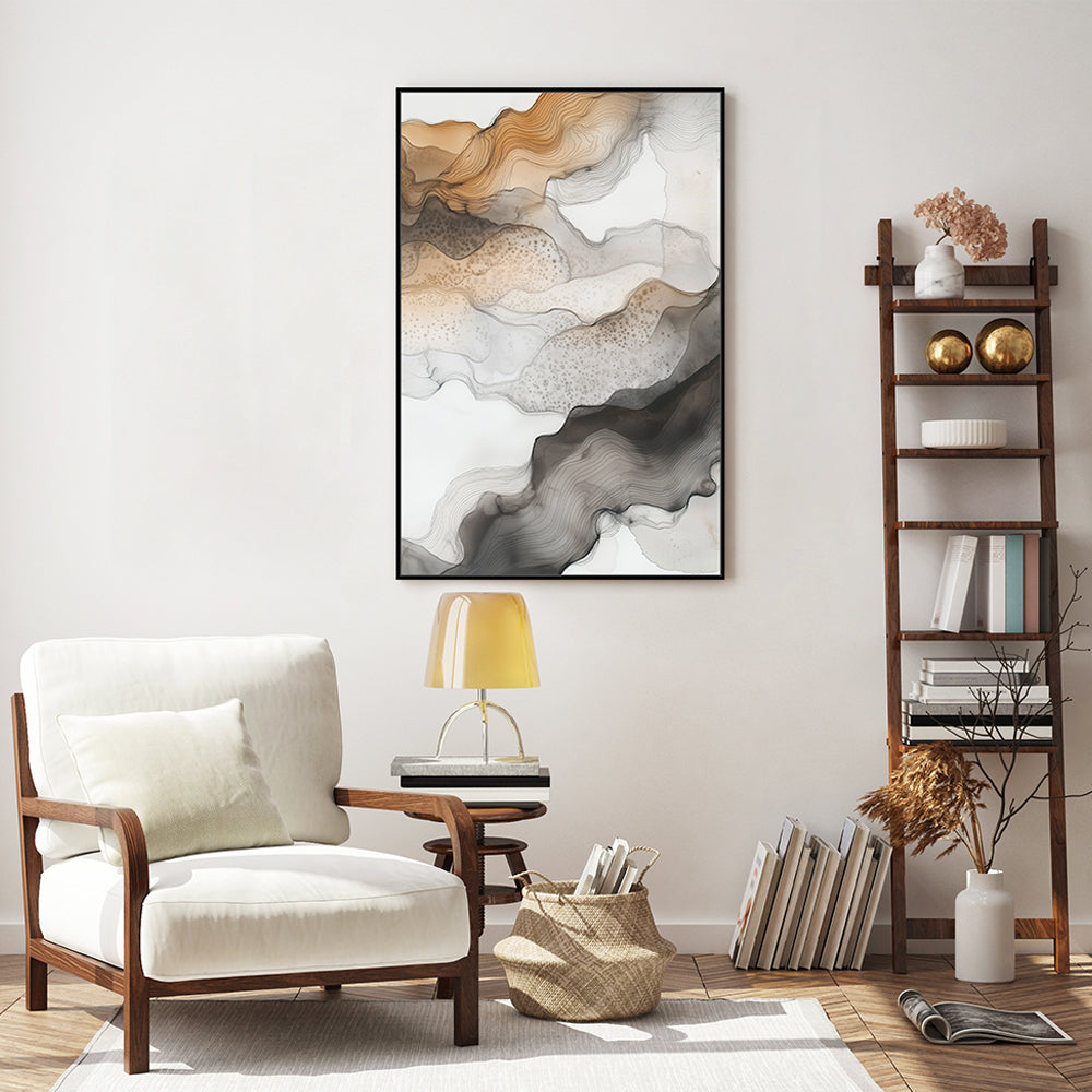 Golden Flow Canvas Wall Art