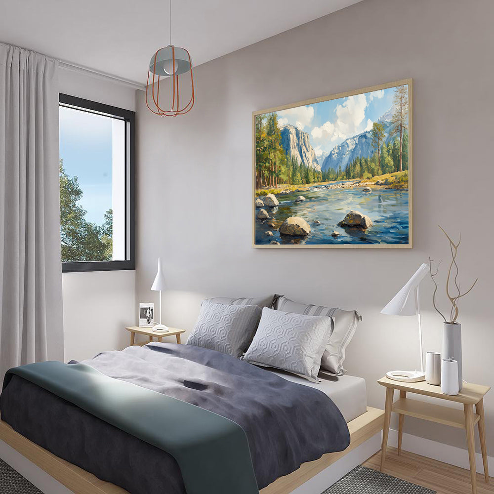 Majestic Mountain River - Tranquil Nature Landscape Canvas Wall Art