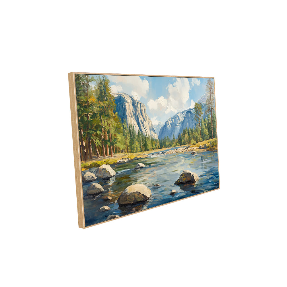Majestic Mountain River - Tranquil Nature Landscape Canvas Wall Art