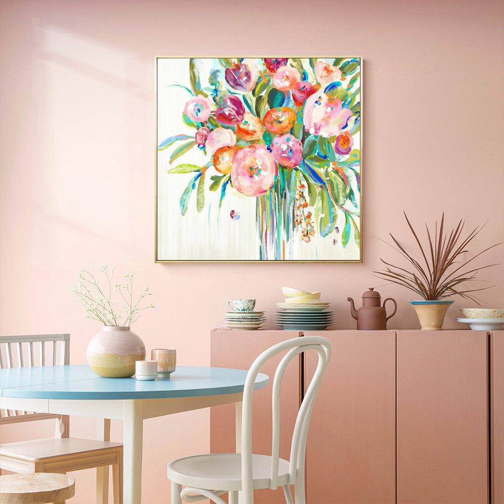 Vibrant Floral Bouquet – Colorful Impressionist Flower Painting Canvas Wall Art