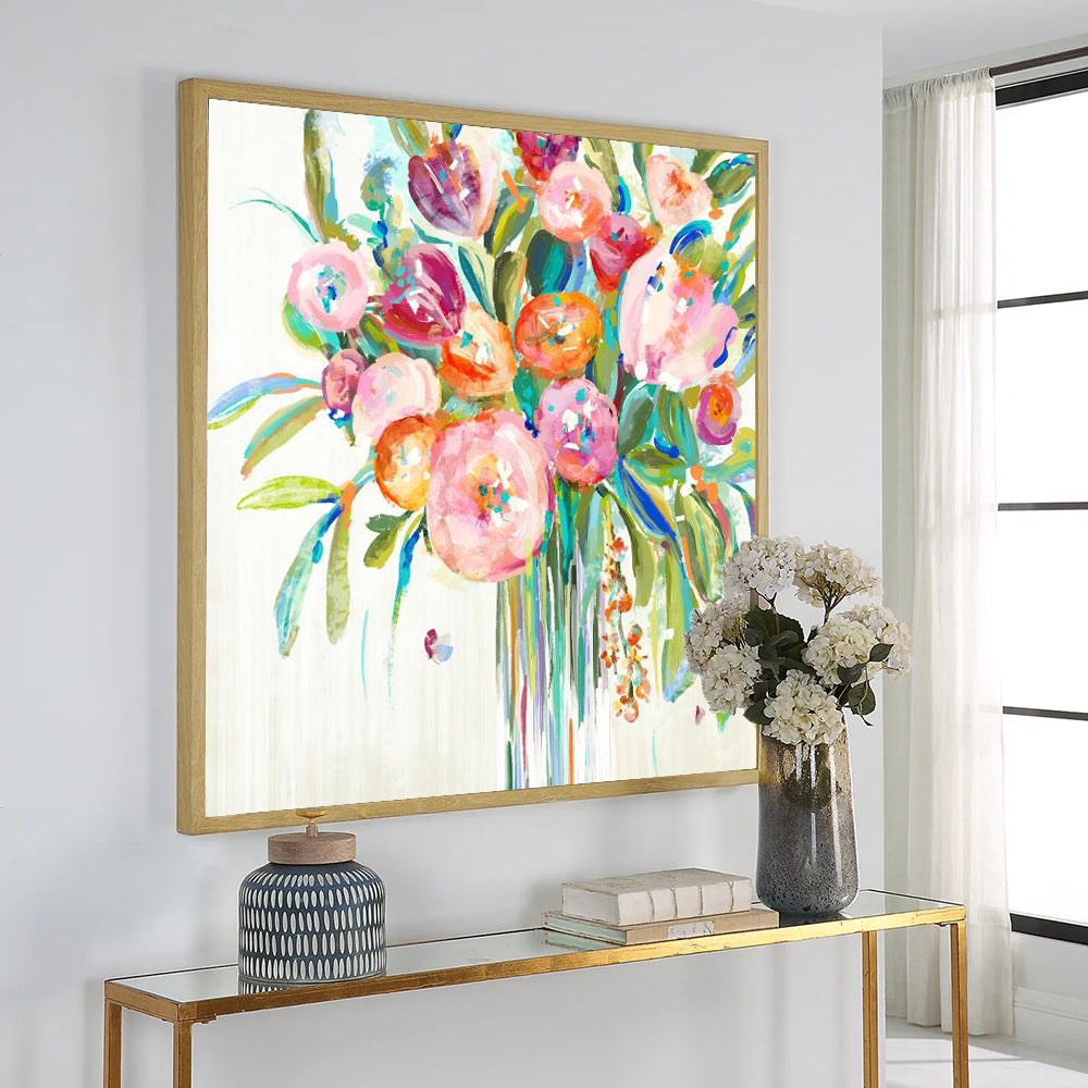 Vibrant Floral Bouquet – Colorful Impressionist Flower Painting Canvas Wall Art