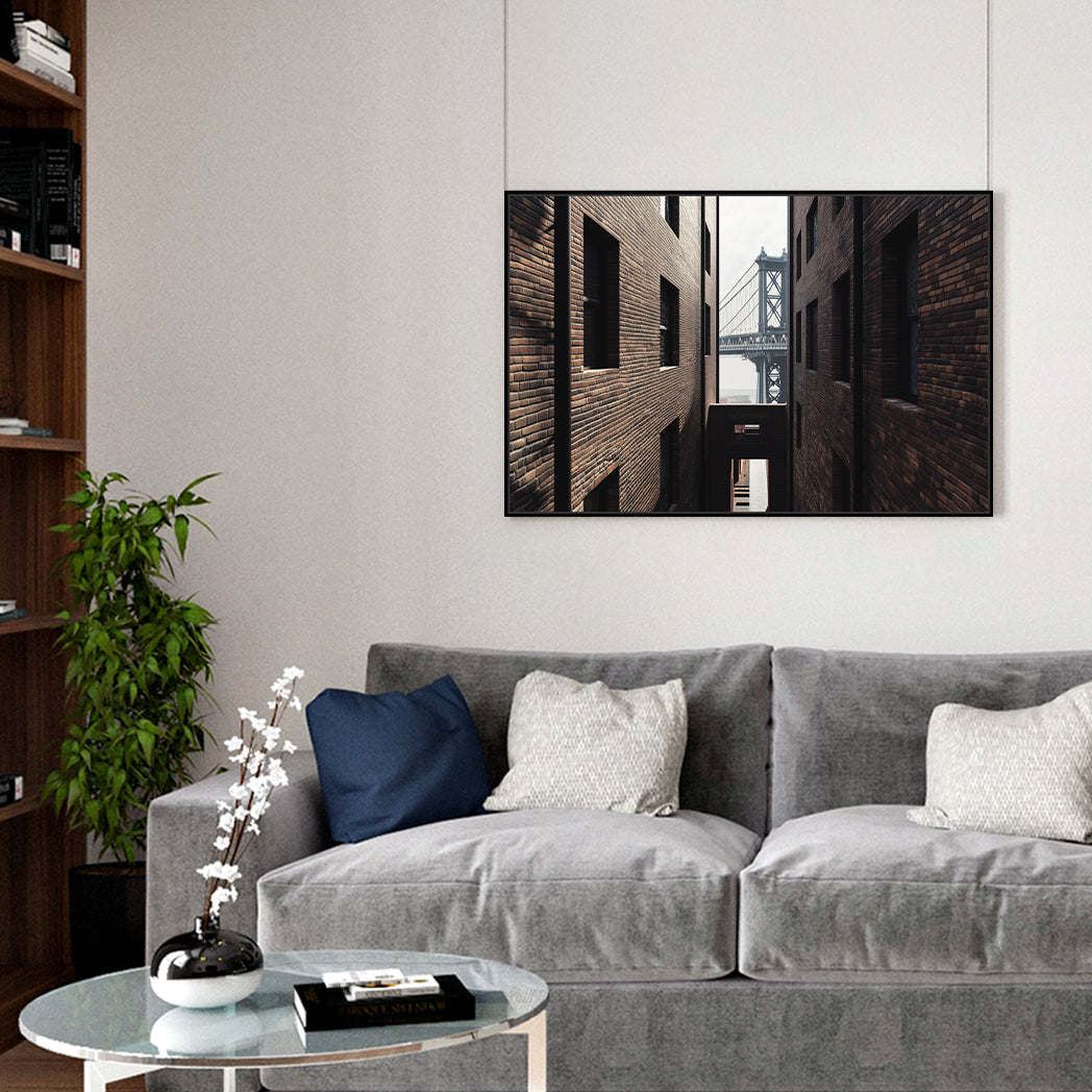 Urban Alley and Bridge Canvas Wall Art