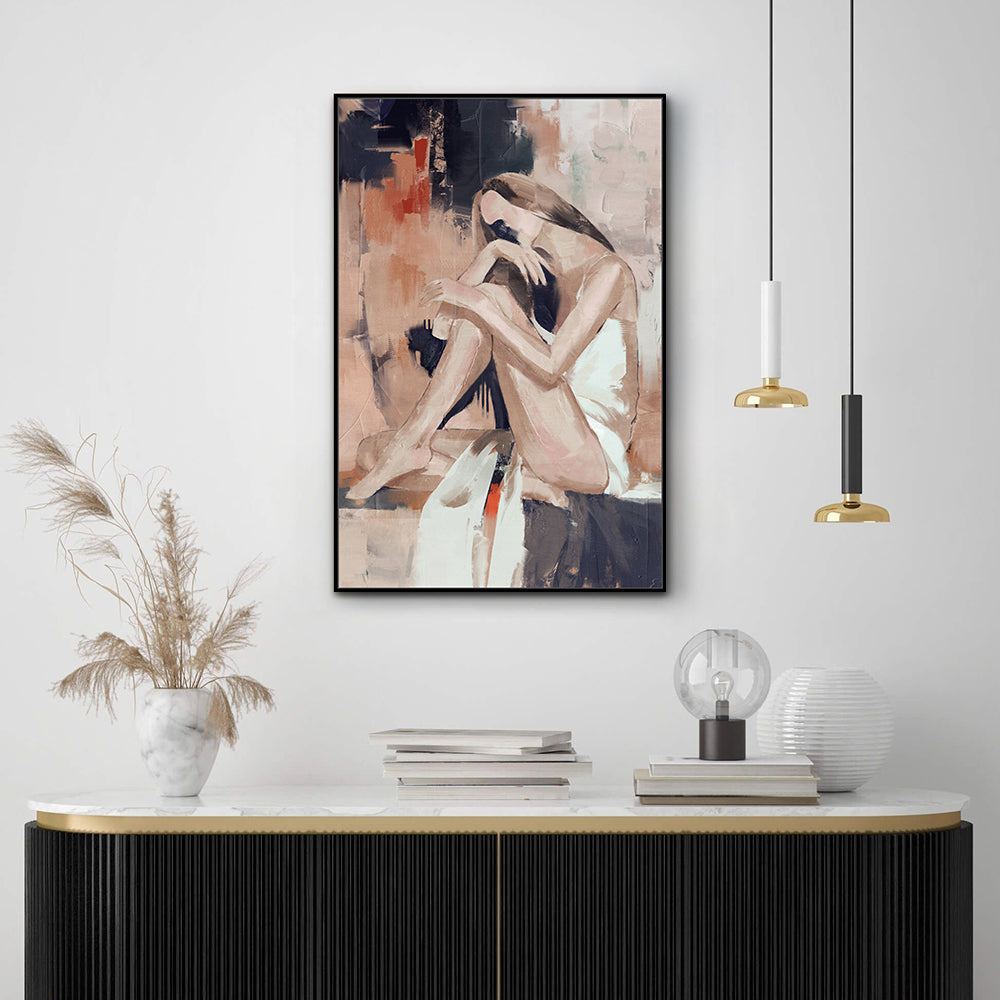 Elegance: Woman In Thought Canvas Wall Art