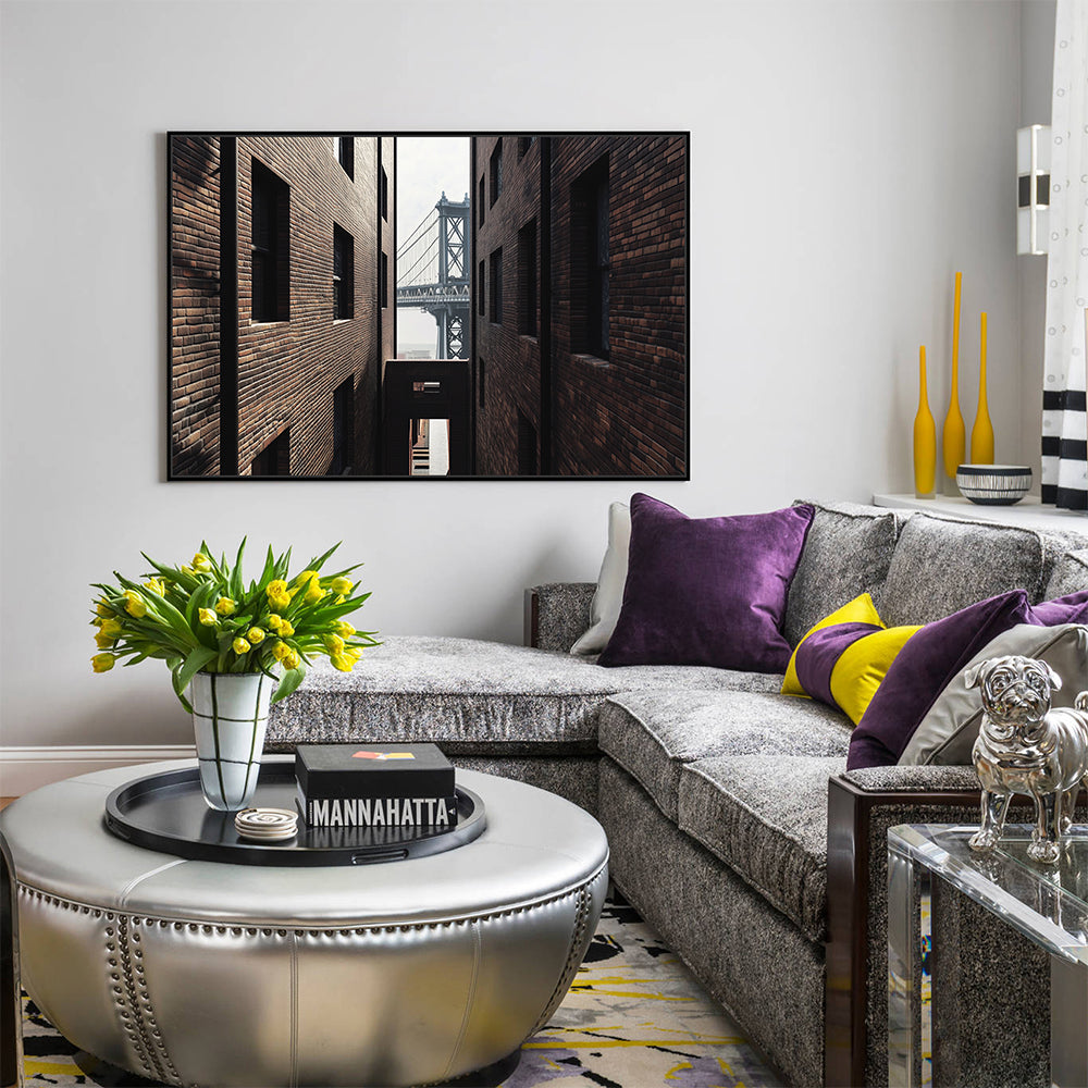 Urban Alley and Bridge Canvas Wall Art