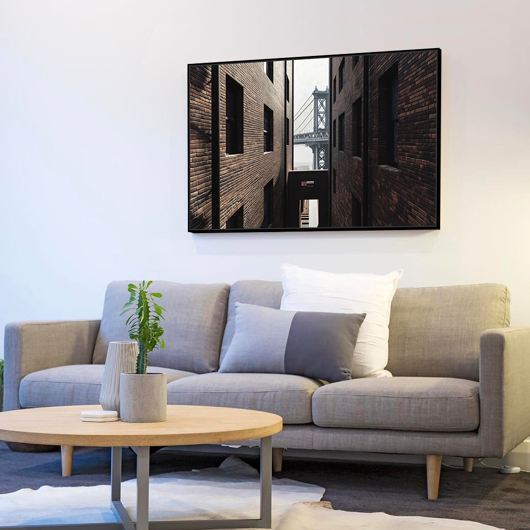 Urban Alley and Bridge Canvas Wall Art