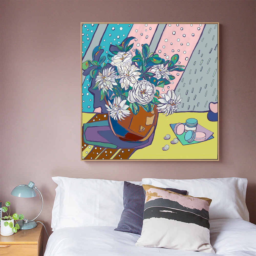 Modern Pop Art Floral – Bold & Colorful Still Life Painting Canvas Wall Art