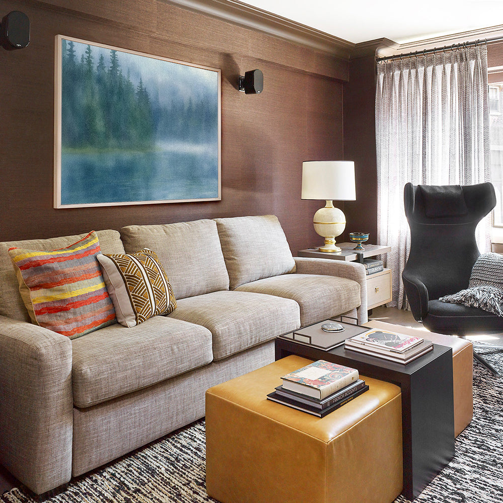 Tranquil Nature Scene- Misty Forest Lake Canvas Wall Art