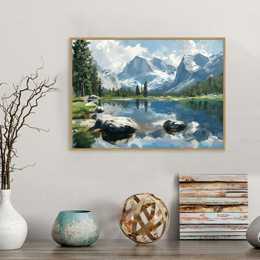 Majestic Mountain Lake - Breathtaking Nature Landscape Canvas Wall Art